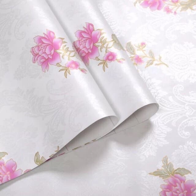 Giấy dán tường hoa ly đơn hồng ( cuộn dài 10m, khổ rộng 45cm, giấy có keo sẵn)