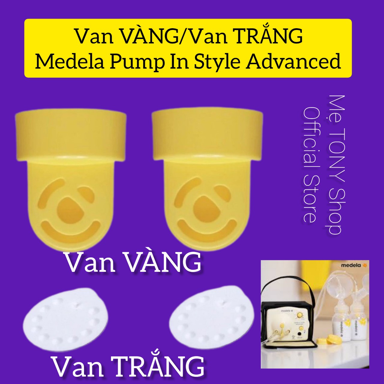 [Phụ Kiện New 100%]Van VÀNG Dùng Cho Máy Hút Sữa Medela Pump, Swing, Mini Electric, Harmony  (Đựng Túi Zip)