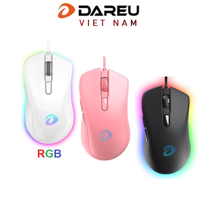 Chuột Gaming DAREU EM908 RGB Black / Pink / White