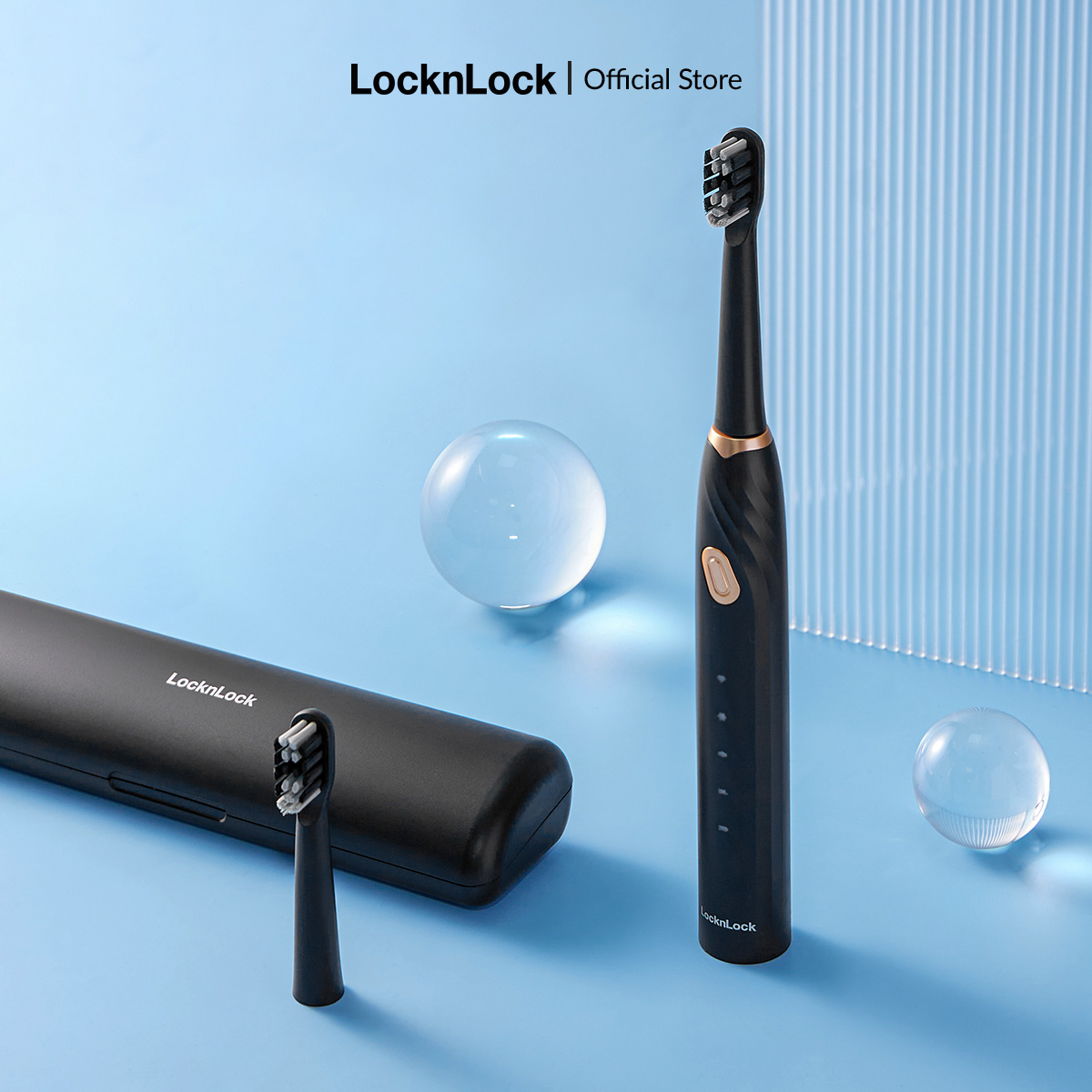 ENR321BLK - Bàn chải đánh răng điện LockLock Electric toothbrush DC3.7V, 1W - Màu đen 5 chế độ, sạc type-C, có hộp đựng du lịch