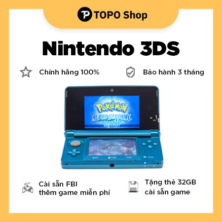 Máy Chơi Game Cầm Tay Nintendo 3DS + Thẻ 32GB ( cài sẵn kho game hay, game Việt hóa) + Đủ phụ kiện - TOPO Shop