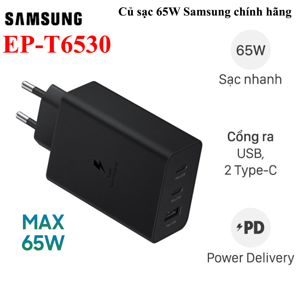 Củ sạc 65w samsung ep-t6530 - hàng chính hãng - nguyên hộp