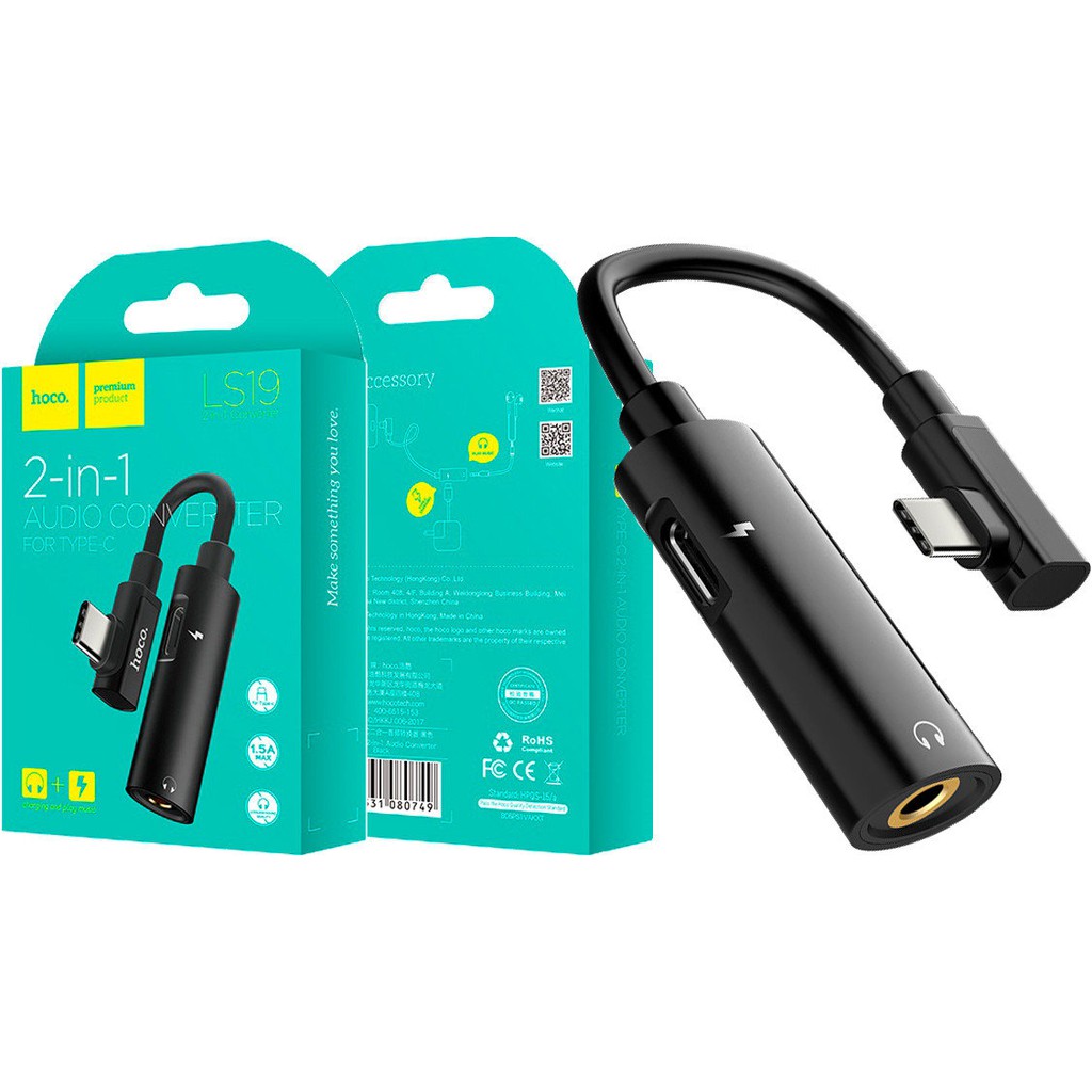 Cáp chuyển hoco ls19 type-c sang audio 3.5mm + type c