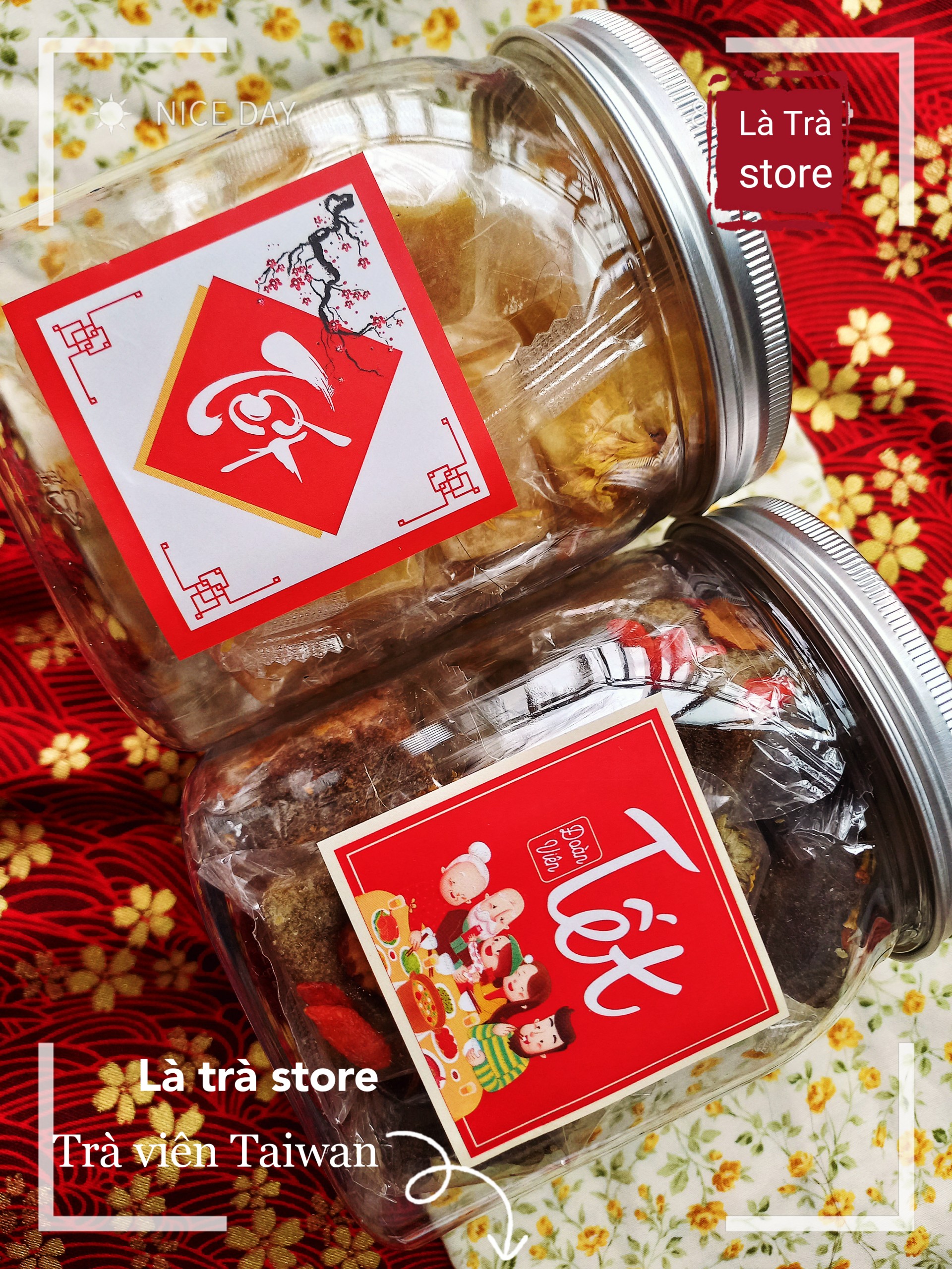 Set 2 hũ giảm đau bụng kinh, ấm tử cung - Trà viên đường nâu trà viên hoa cúc đường phèn thảo mộc LÀ TRÀ FREESHIP