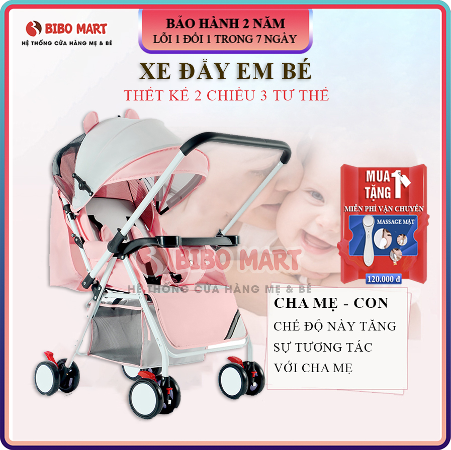 Xe nôi, Xe đẩy cho bé phiên bản cao cấp, đệm lưới thoáng mát, thiết kế tiện lợi gấp gọn dễ dàng, Xe đẩy 2 chiều 3 tư thế cho bé Bảo hành 2 năm lỗi đổi mới trong 7 ngày