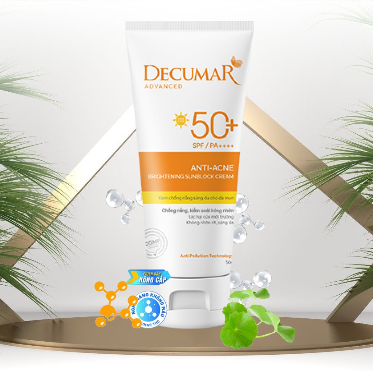 Kem chống nắng ngừa mụn decumar oil control 50g nano thc vitamin b3 kiểm soát dầu mờ thâm sẹo decumar anti-acne oil control sunblock spf50+/pa+++ 50g