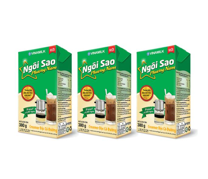 Combo 3 Hộp Sữa Đặc Ngôi Sao Phương Nam Vinamilk - Hộp giấy 380gr Xanh Lá