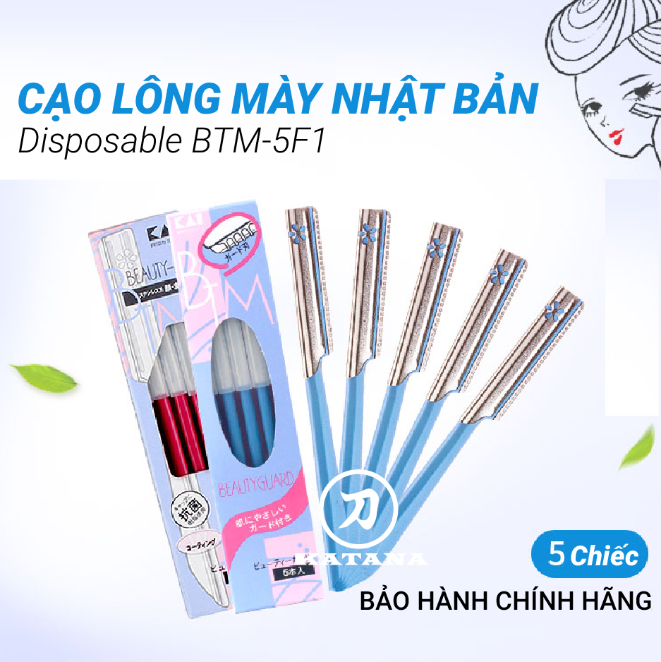 Set 5 dao cạo lông mày KAI hàng nội địa Nhật Bản (màu hồng) | Lưỡi thép chống gỉ bền, sắc, vệ sinh | Gian hàng chính hãng