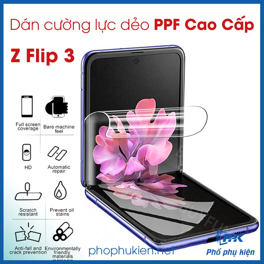 Dán cường lực dẻo full màn hình cho Galaxy Z Flip3 - PPF Cao Cấp