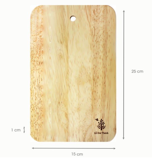 Thớt Gỗ Chữ Nhật Mỏng Cao Cấp, Kích Thước 23x15x1 cm - Gỗ Cao Su Bền Đẹp Sang Trọng Cho Không Gian Bếp - Gỗ Đức Thành 02901