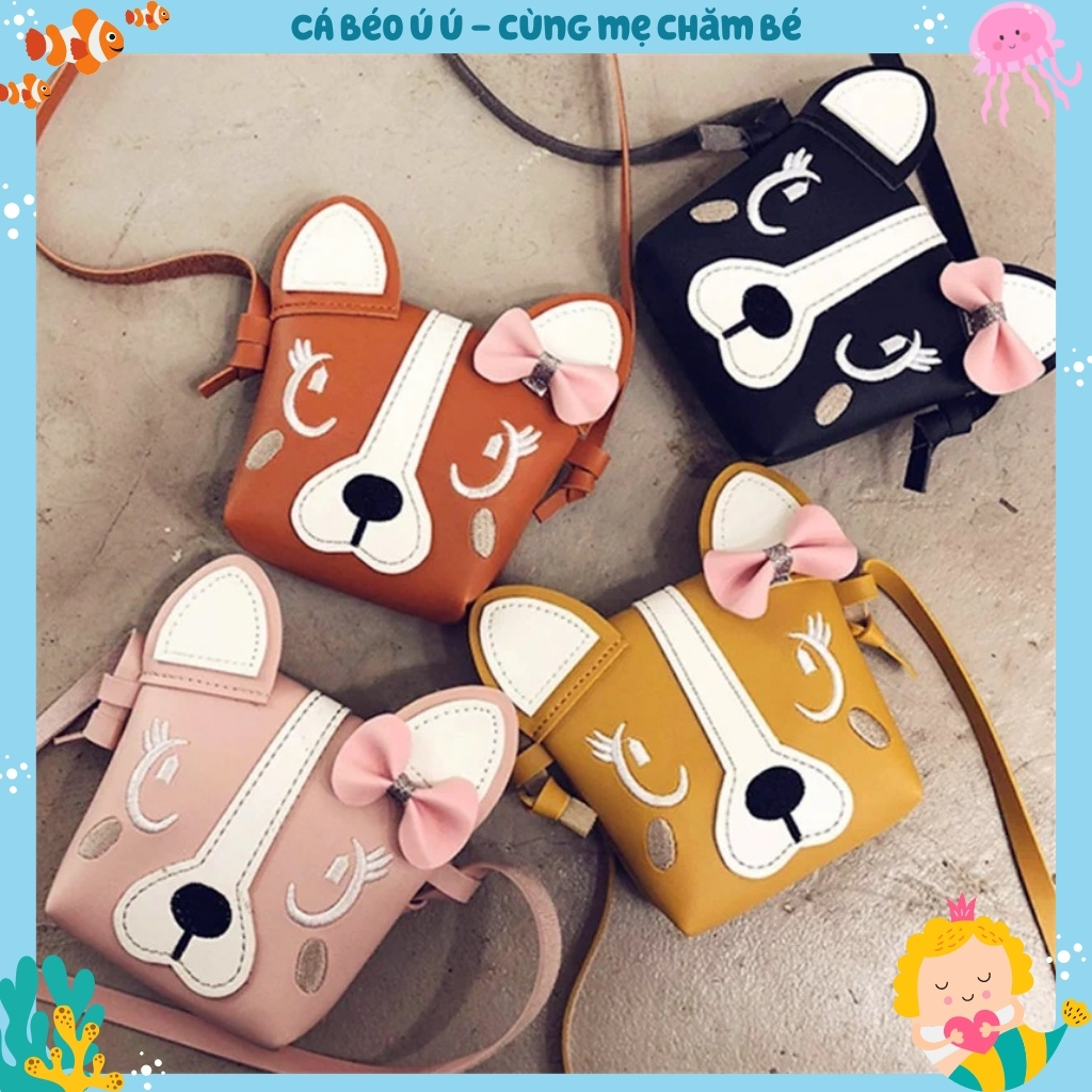 Túi xách đeo chéo mini hình CÚN ĐÁNG YÊU cho bé gái chất da PU mềm đẹp CM95