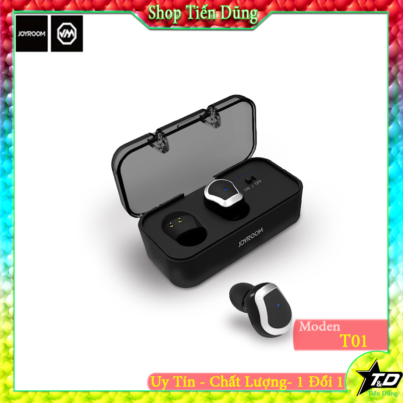 Tai nghe Bluetooth Joyroom JR-T01 nhỏ gọn , tai nghe không dây T01 kèm đốc sạc có 2 tai chất lượng âm thanh Hifi- Tai nghe t01 kiểu dáng thể thao