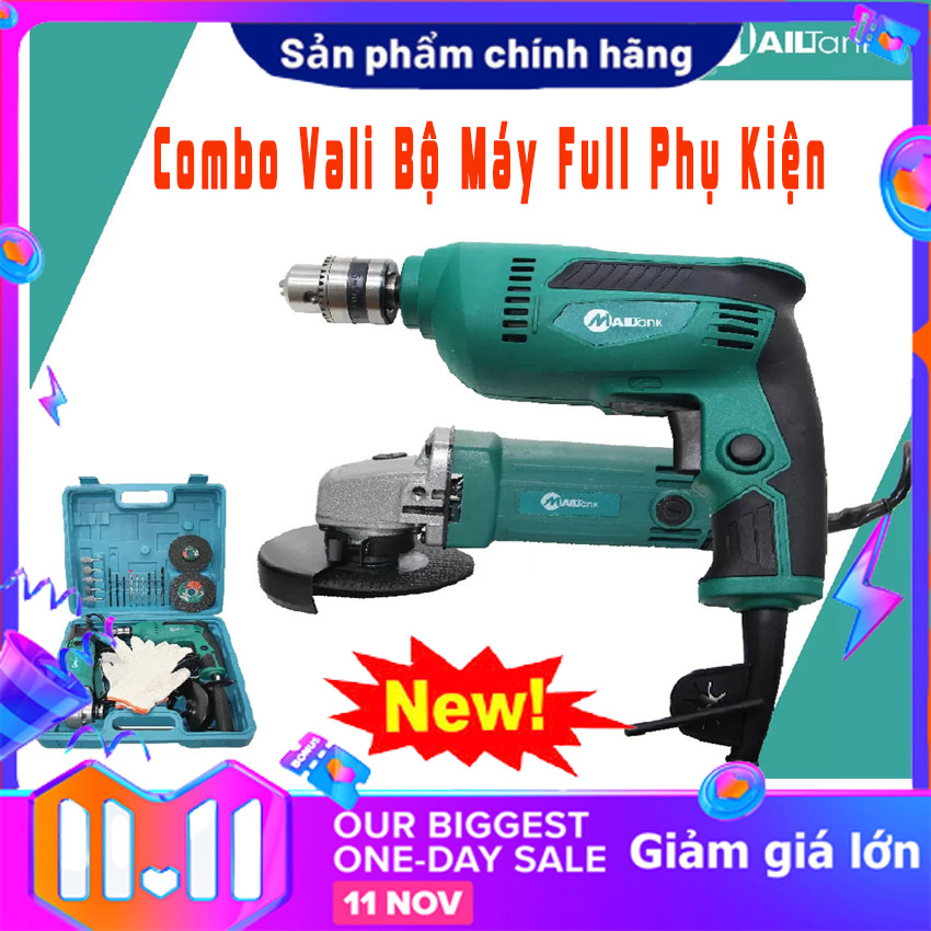 Combo máy khoan 13ly 550w chế độ đấm, khoan đảo chiều, điều tốc + máy mài góc, cắt đa năng 600w siêu tiện lợi + Tặng kèm mũi khoan mài