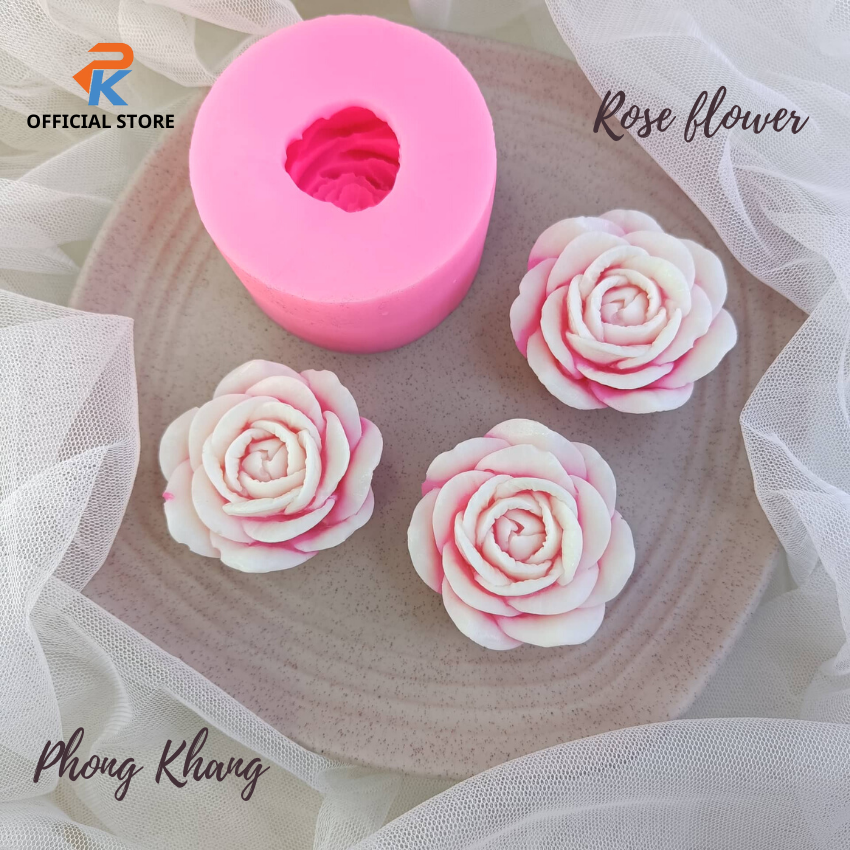 Khuôn silicon 4d Phong Khang làm rau câu hình hoa hồng
