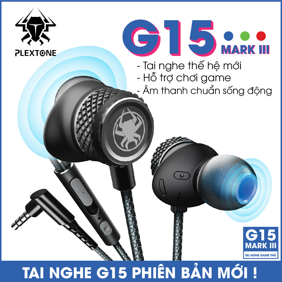 Tai nghe có dây nhét tai kèm mic Plextone G15 dùng cho điện thoại samsung xiaomi oppo tương thích laptop máy tính pc chân 3.5mm giá rẻ - tặng kèm hộp đựng tai nghe. - Giới hạn 2 sản phẩm/khách hàng