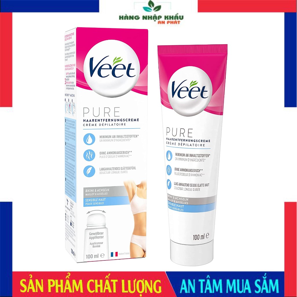 Kem tẩy lông Veet Pure chuyên vùng Bikini, lông nách, tẩy lông tay chân, body, 100ml