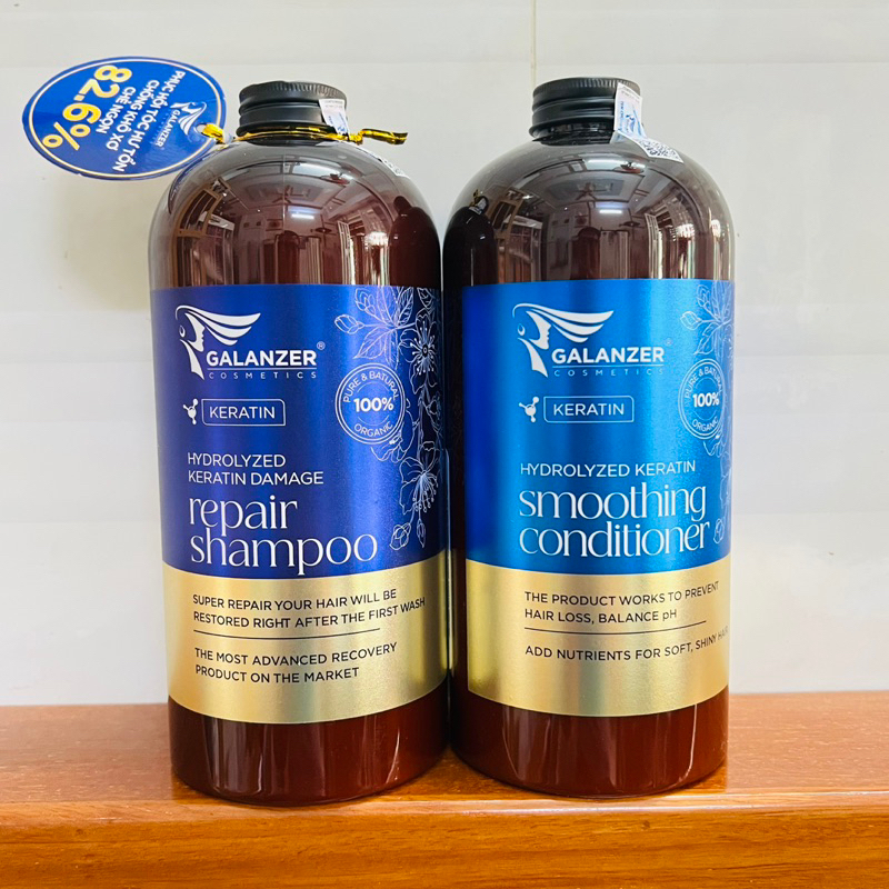 Bộ dầu gội xả Galanzer Keratin Repair phục hồi mềm mượt, kích thích mọc tóc 1000ml