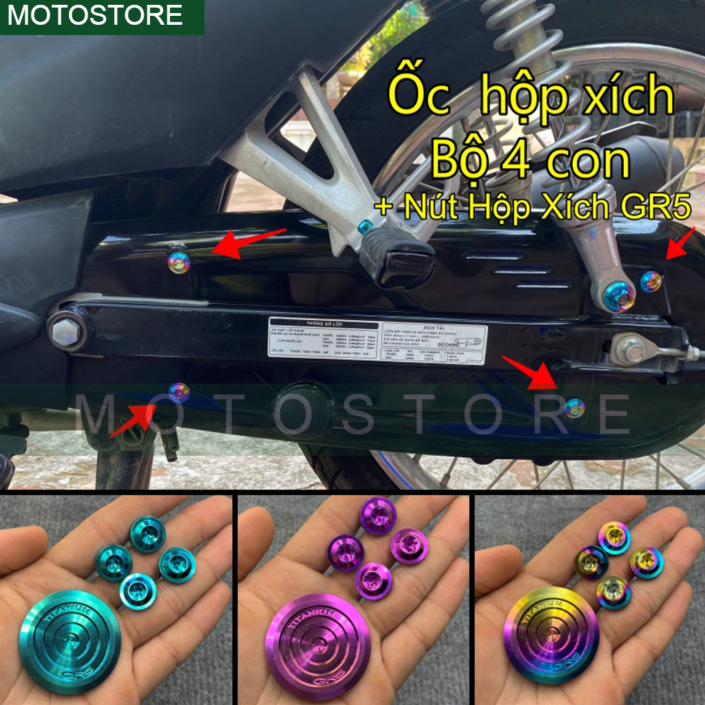 Ốc titan gr5 gắn hộp xích lắp wave a 2007-2021, wave 50cc, rsx fi110