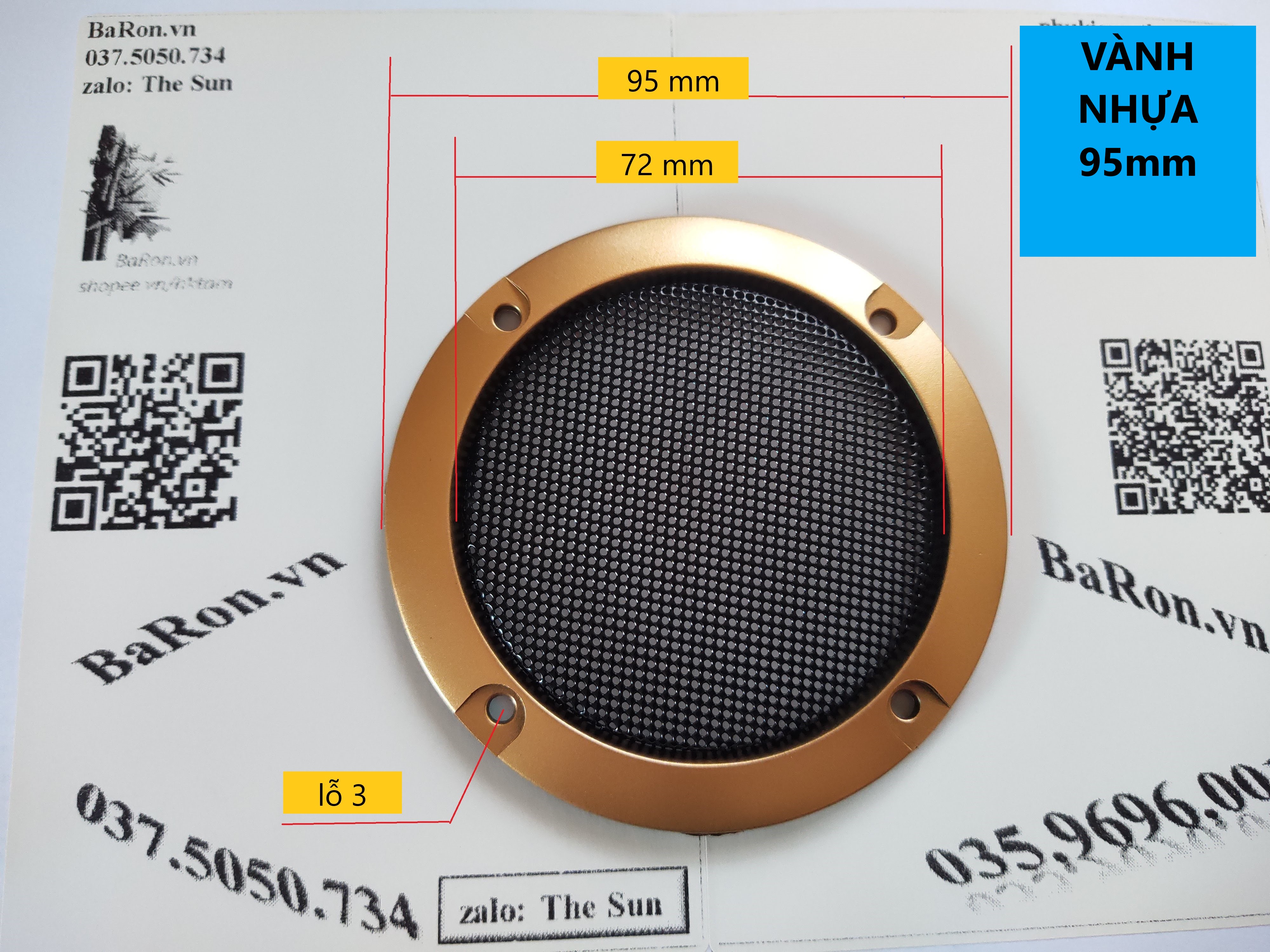 Mặt nạ loa kích thước 3 inch màu vàng đồng (có nhiều loại khác)