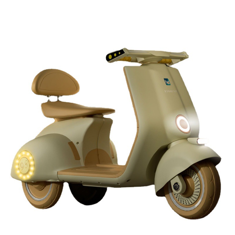 Xe máy điện cho bé máy điện Vespa mẫu mới sử dụng chân ga có đèn nhạc.