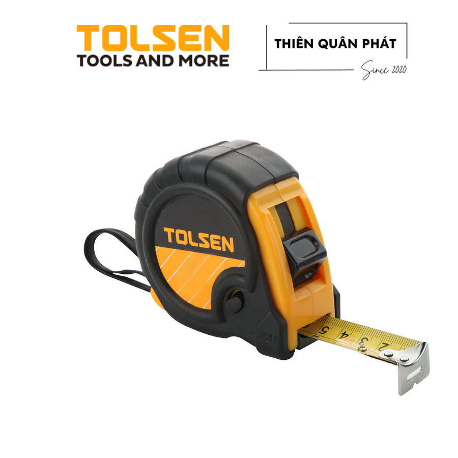 Thước cuộn thép cao cấp Tolsen 35003 dài 5m - 19mm chính hãng chất liệu nhựa ABS Bọc lớp cao su chống va đập