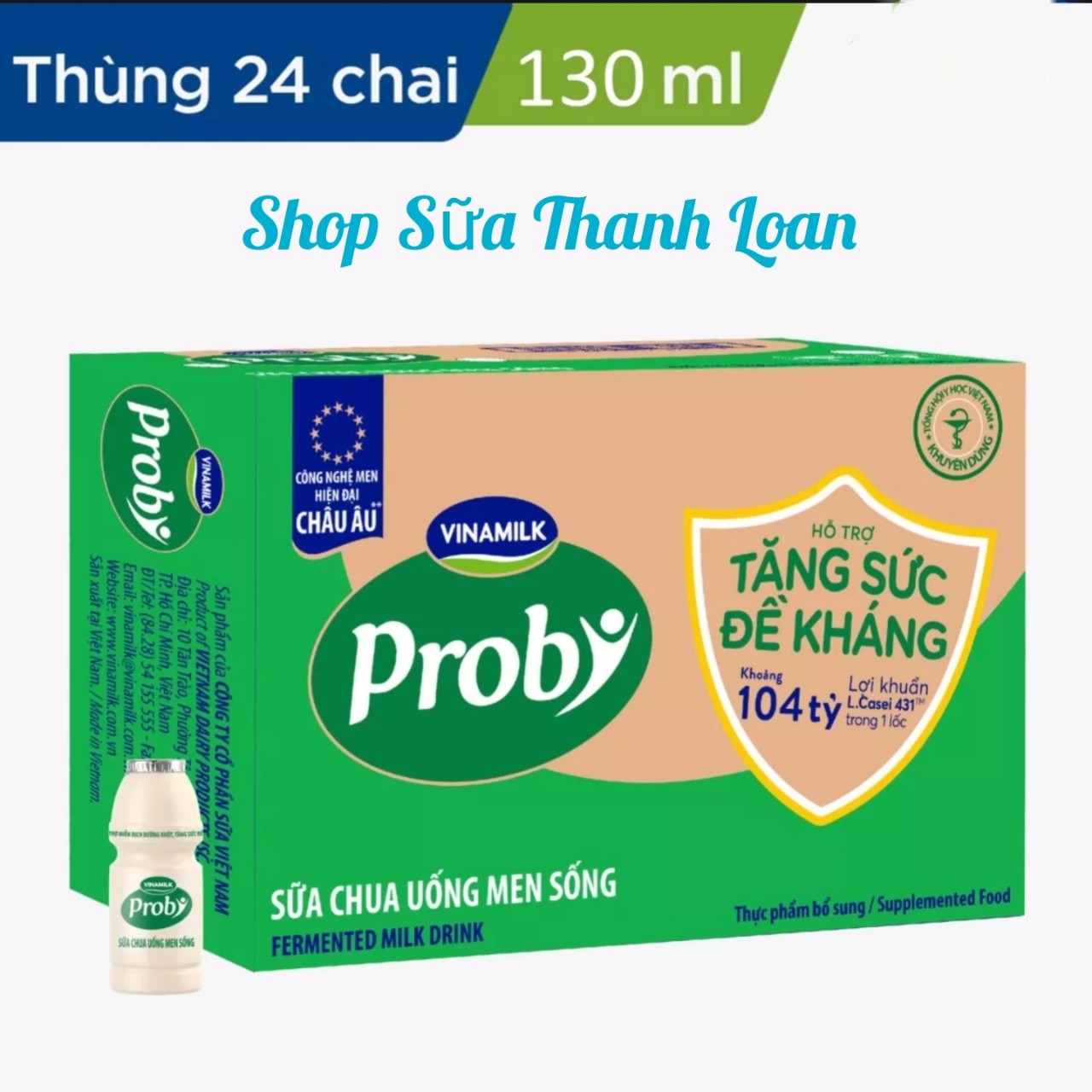 GIAO 2H TẠI HCM Thùng 24 Chai Sữa Chua Uống PROBI Có Đường 130ml.