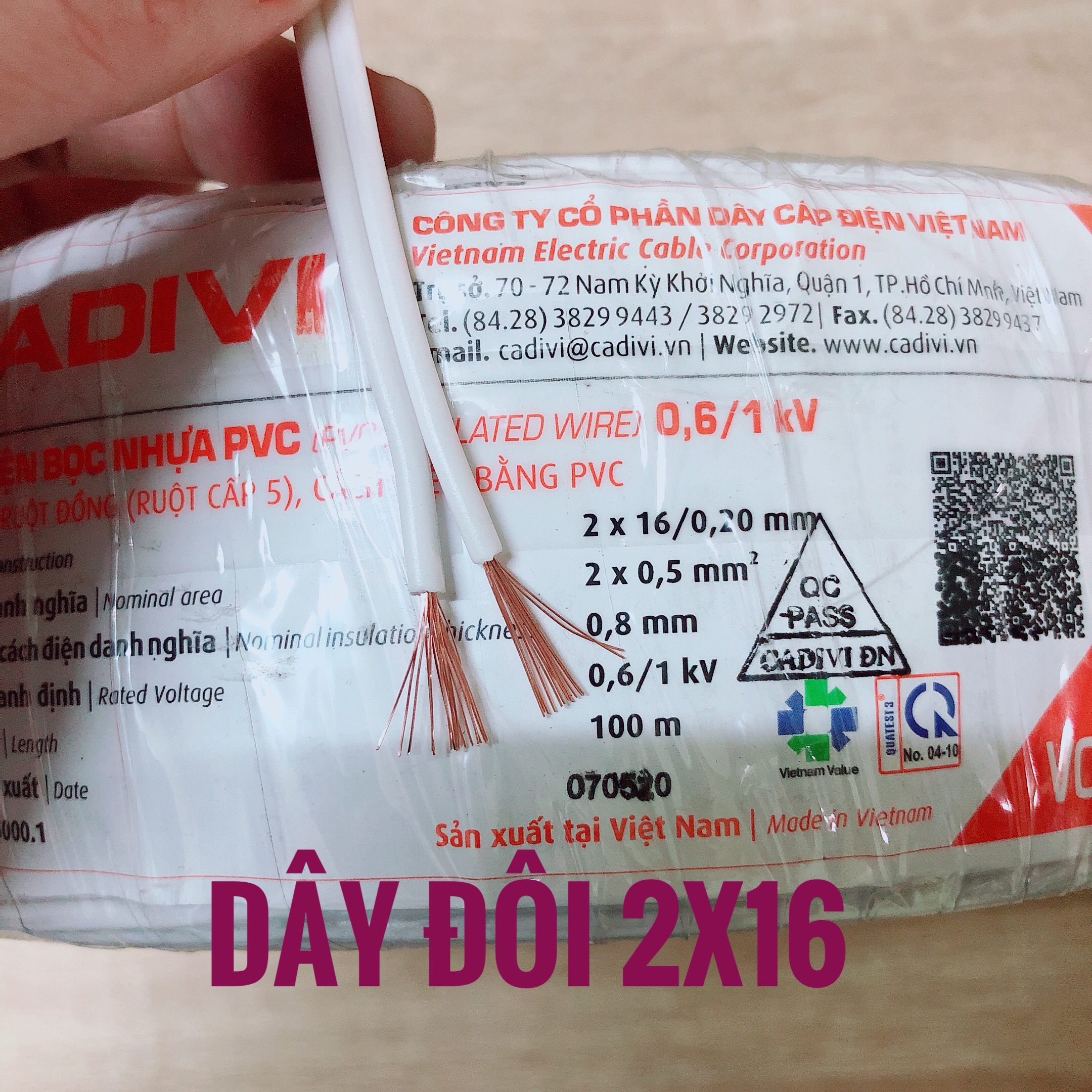 [HCM]50m dây điện đôi 2x16 cadivi