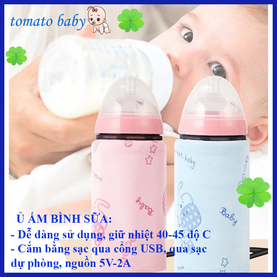 Túi Ủ ấm bình sữa, Giữ nhiệt bình sữa sử dụng cổng sạc USB tiện dụng và an toàn