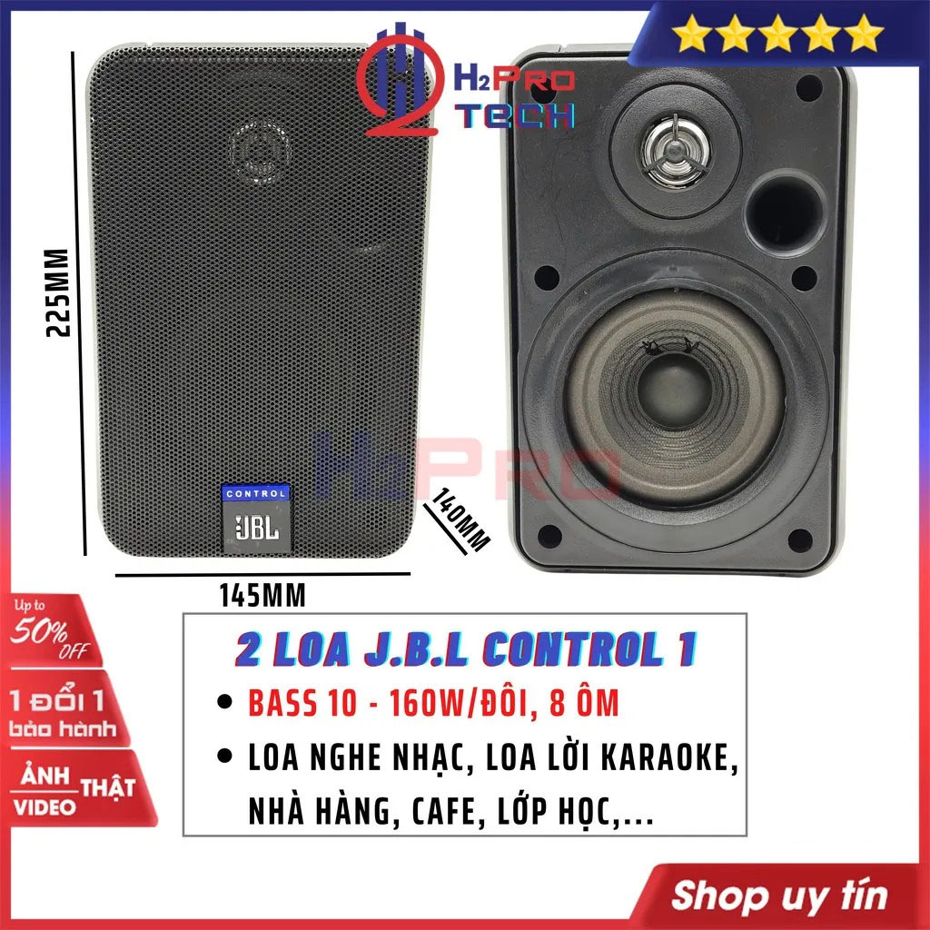 Loa Treo Tường, Loa Nhà Hàng - Loa Văn Phòng, Loa Tòa Nhà - Quán Cafe, Nhà Hàng, Spa, Trà Sữa, Trà Chanh - Loa Jbl Control 1 Pro, Bass 13.3cm, 150w Mang Đến Một Hiệu Suất Âm Thanh Trung Thực, Rõ Ràng Và Chi Tiết, Dễ Dàng Lắp Đặt Sử Dụng