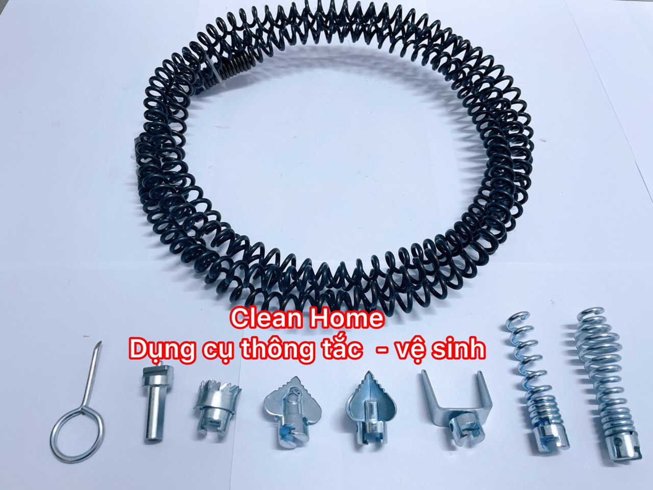 Dây lò xo thông tắc cống dùng máy khoan