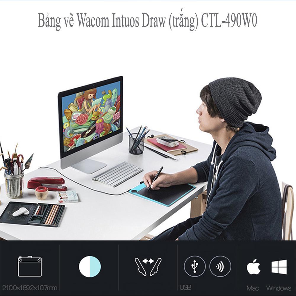 Bảng vẽ điện tử, Bảng vẽ Wacom Intuos Draw, Bảng vẽ điện tử, bảng vẽ cảm ứng, Công cụ đồ họa, Phụ kiện máy tính, Bảng vẽ máy tính - Thỏa sức niềm đam mê của bạn - Bảo hành 1 đổi 1 trong vòng 12 tháng, 1