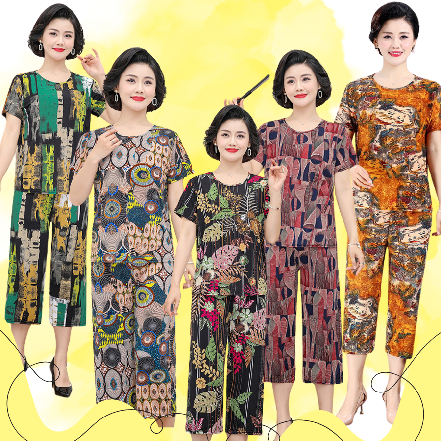 Đồ bộ trung niên nữ mặc nhà B61 - Đồ bộ quần áo kiểu thời trang cho mẹ, cho bà - Shop bộ ngủ mùa hè,