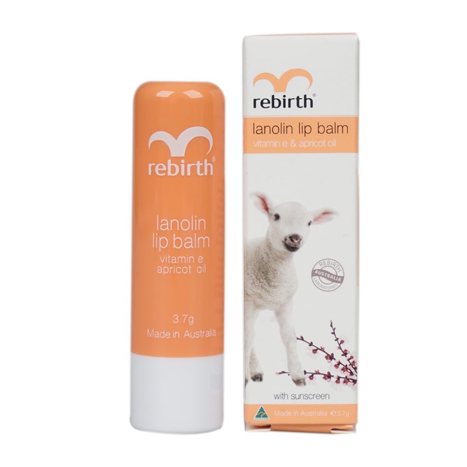 (Hàng chính hãng Úc) Son dưỡng môi không màu, không mùi Rebirth nhau thai cừu và vitamin E chống nắng, chống khô & nứt nẻ 3.7g