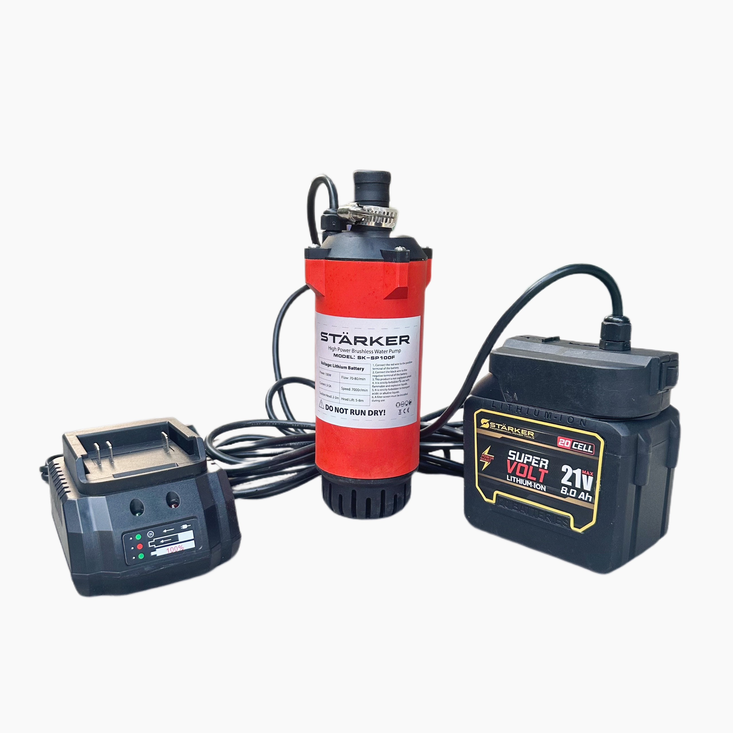  Máy bơm nước chìm 21v - máy bơm tõm 21v - dùng pin phổ thông Makita - dây dài 4.5m - bơm xa 8m 