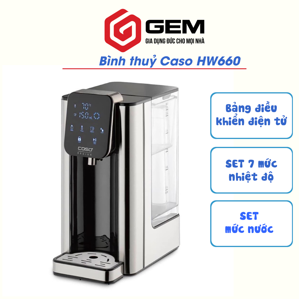 Bình đun nước siêu tốc Caso HW660 - Lựa chọn mức nước, mức nhiệt