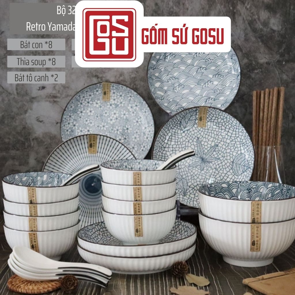 Chén đĩa sứ, bát ăn cơm, bán lẻ bộ bát đĩa decor cao cấp phong cách Nhật Bản