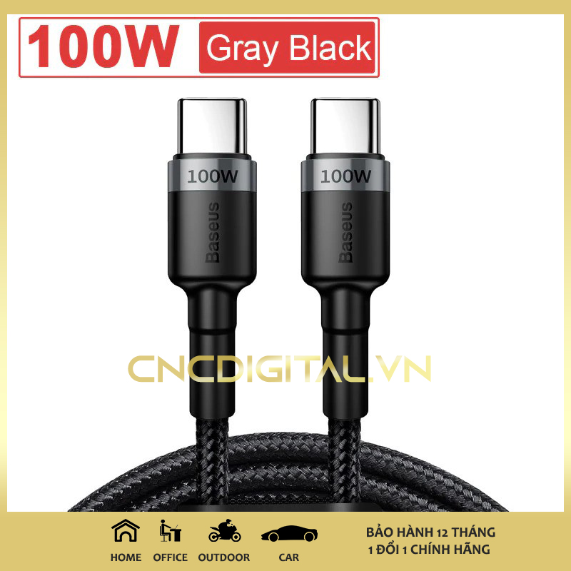 Cáp Sạc Nhanh Baseus 100W dài 2m Cho iPad Pro 11 / Huawei / Xiaomi / Samsung PD Type-C Cho MacBook / MateBook X Pro / Xiaomi Air / Dell XPS13 /EliteBook Folio G1-Intel - Hàng Chính Hãng