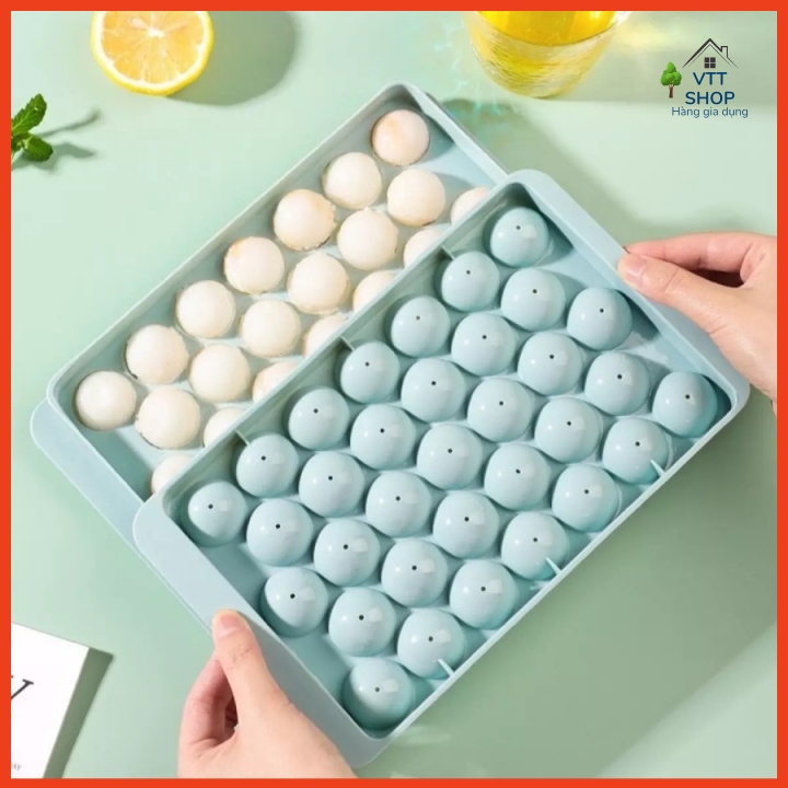 Khay làm đá bi, thạch rau câu thế hệ mới loại lớn 33 viên, khay đá viên tròn, khay đá thế hệ mới.