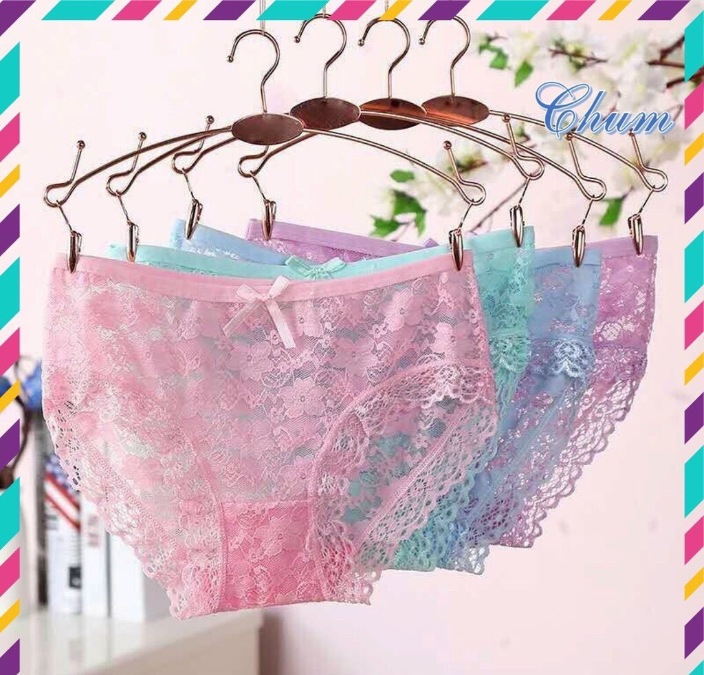 Quần lót nữ ren sexy gợi cảm cao cấp, Quần chip nữ ren nơ mềm mại xuyên thấu gợi cảm QL3808