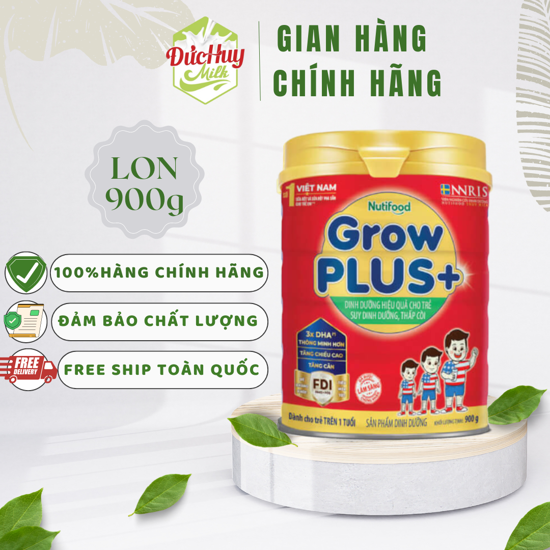 Sữa bột Nutifood GrowPlus đỏ 900g - Dinh dưỡng hiệu quả cho trẻ suy dinh dưỡng thấp còi