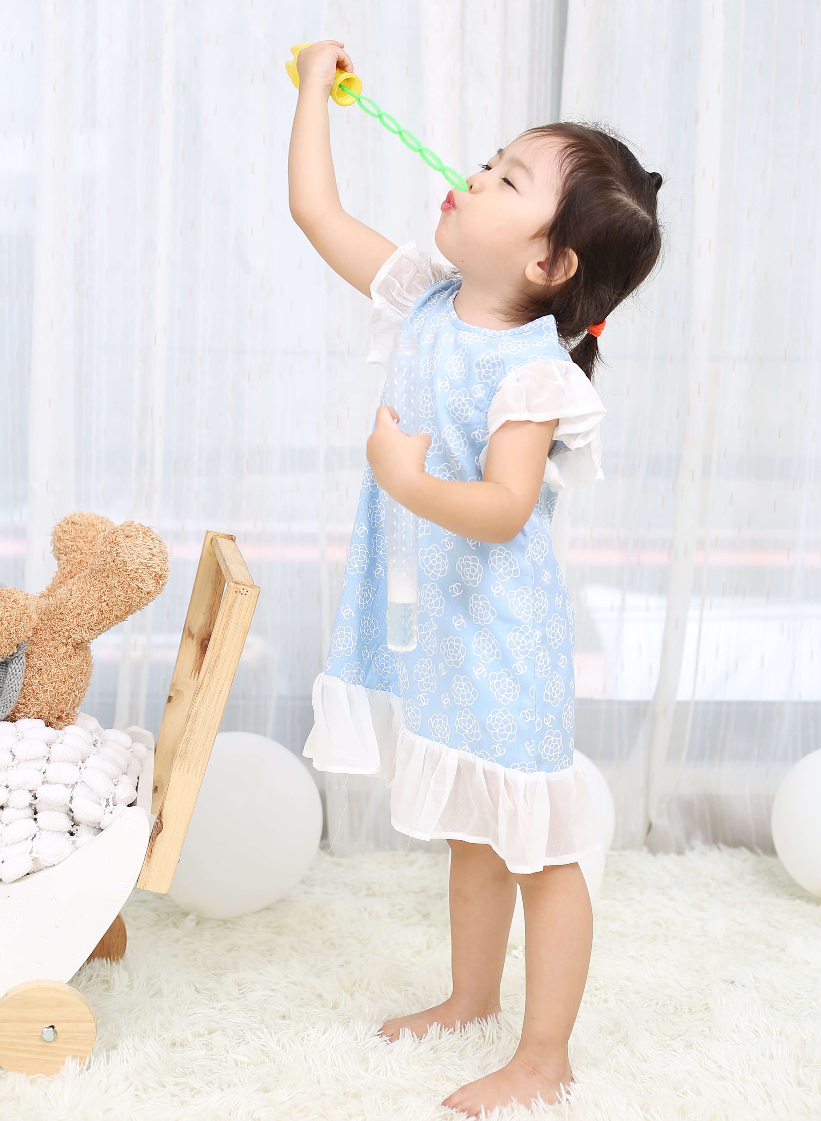 Váy bé gái đuôi cá tay bồng cute m73