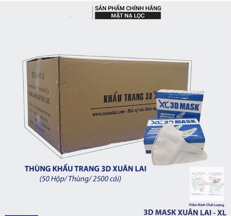 [ SỈ NGUYÊN THÙNG 50 hộp ] [ CHÍNH HÃNG ] Khẩu Trang 3D MASK XUÂN LAI công nghệ Nhật Bản hộp 50 cái .
