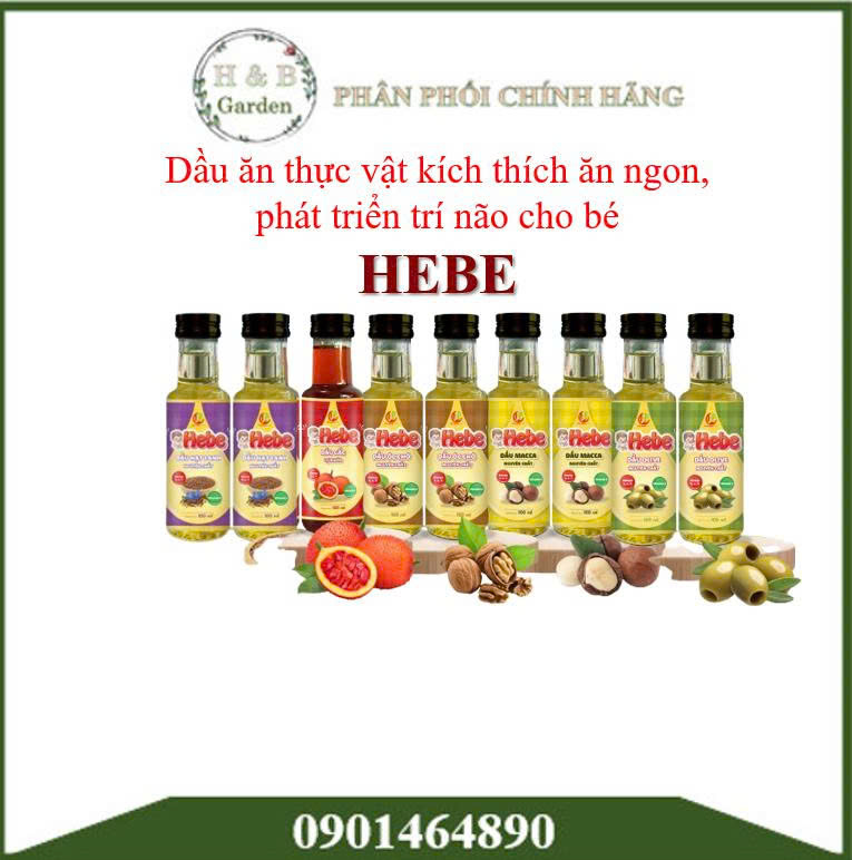 Dầu ăn thực vật  nguyên chất cho bé HEBE bổ sung omega369,hỗ trợ phát triển trí não, kích thích vị giác giúp ăn ngon miệng cho trẻ em (chai 100ml)