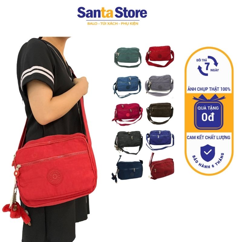 Túi Kipling vải dù đeo chéo nữ KL1803 size 28 nhiều ngăn đựng điện thoại, ví tiền thời trang cao cấp SANTA STORE