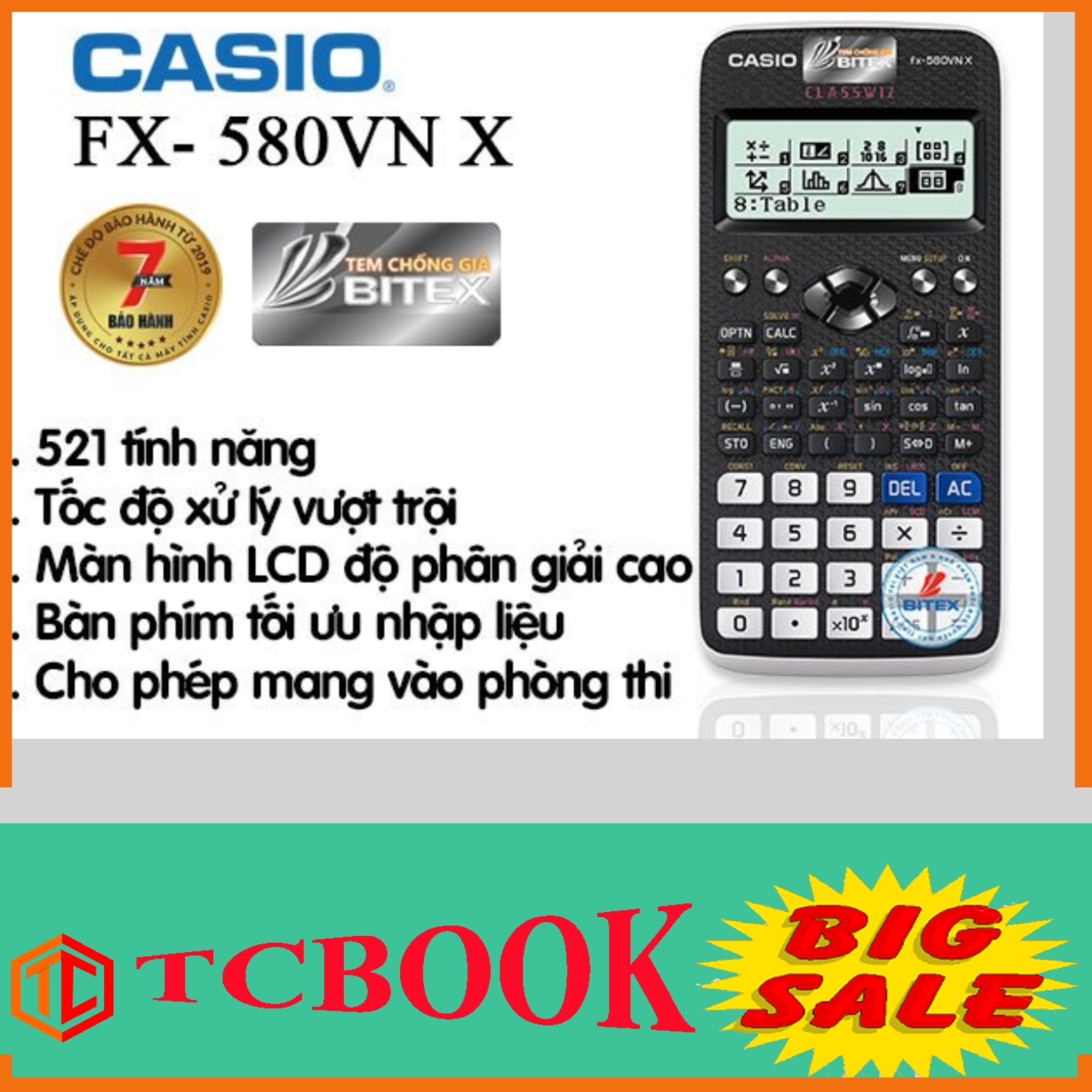 Máy tính Casio FX-580 VNX (trắng) bảo hành 7 năm