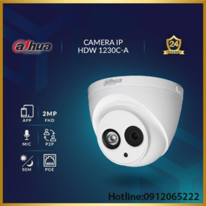 Camera Dome IP 2MP Dahua HDW 1230C-A (PoE ▪ Hồng Ngoại 50m ▪ IP67)