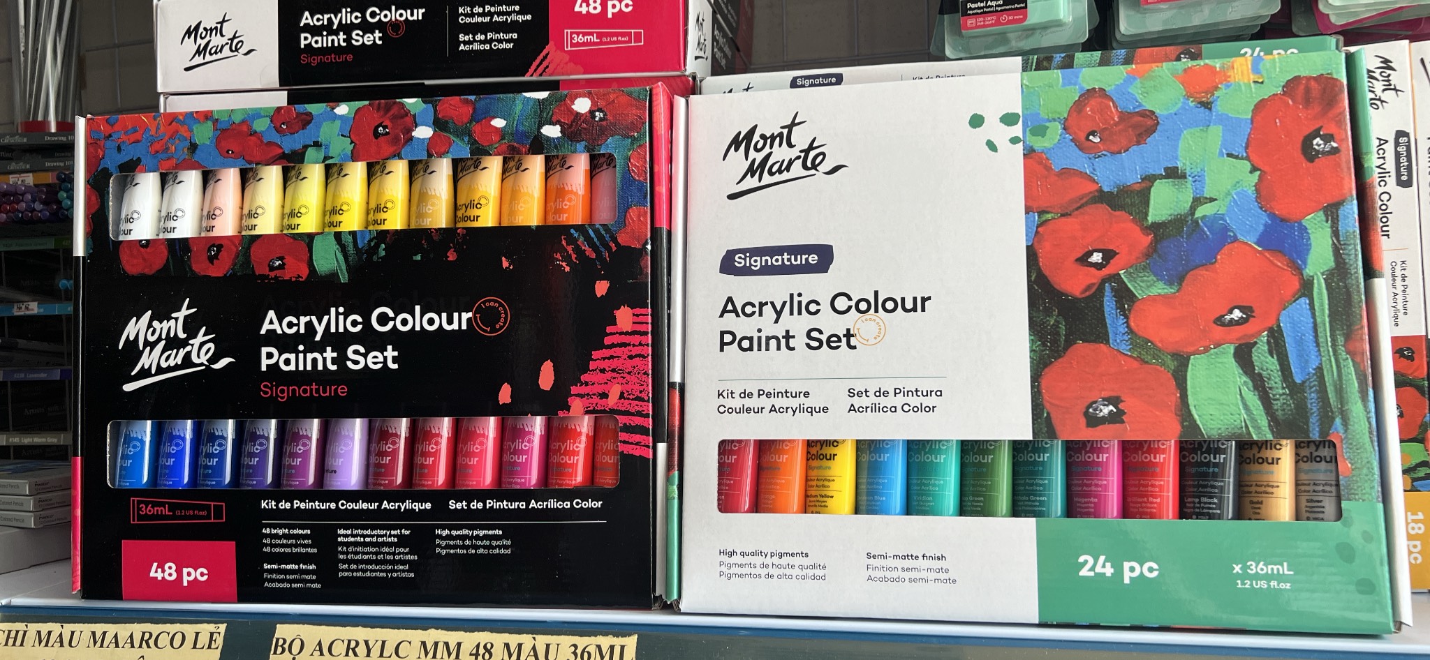 Bộ màu vẽ acrylic, 24/48 màu, tuýp 36ml, Mont Marte