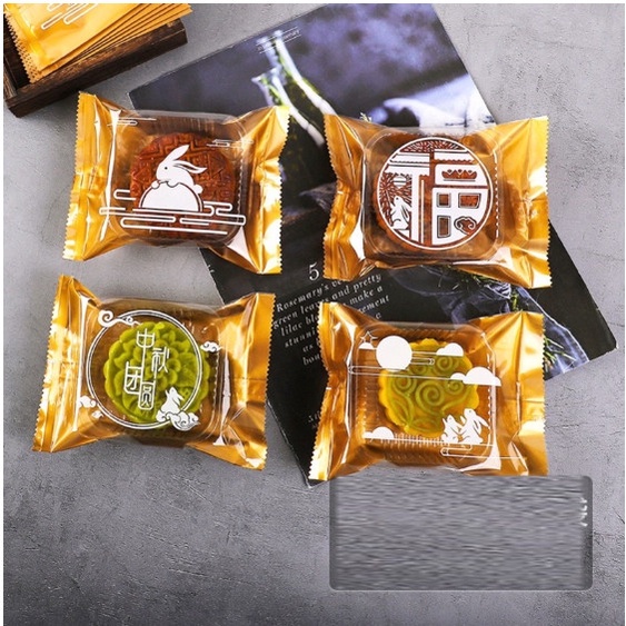 Khay túi đựng bánh trung thu 150g mẫu thỏ ngọc 100 set túi khay