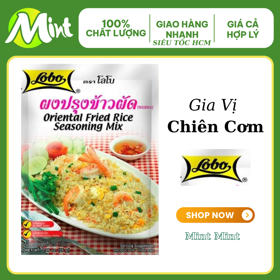 Gia Vị Chiên Cơm 25g COMBO 10 gói LOBO nhập khẩu Thái Lan. Shop Mint Mint.