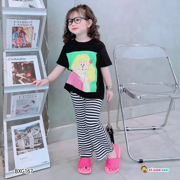 Bộ bé gái quần ống loe dễ thương cho bé gái 2,3,4,5,6,7,8,9,10,11,12,13,14,15,16 tuổi